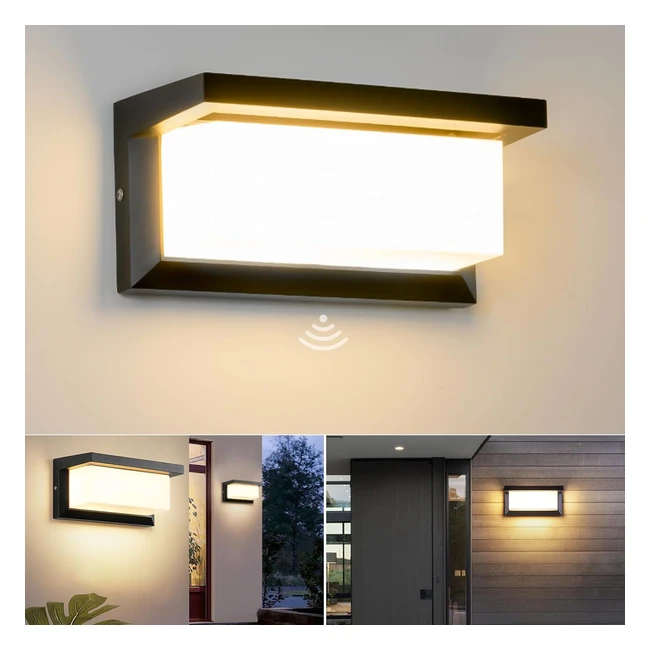 Benma LED Wandlampe mit Bewegungssensor IP65 wasserdicht 18 W warmweiß 3000 K Aluminium rechteckige Außenwandlampe Außenlampe für Garten Front Bad Veranda Garage