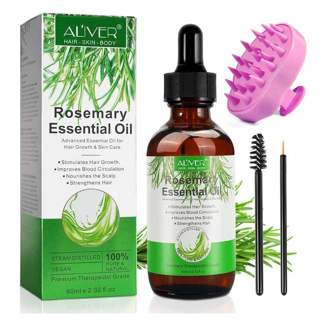 Pephuca Rosemary Oil for Hair Growth with Scalp Massager - 100 Pure Natural Org