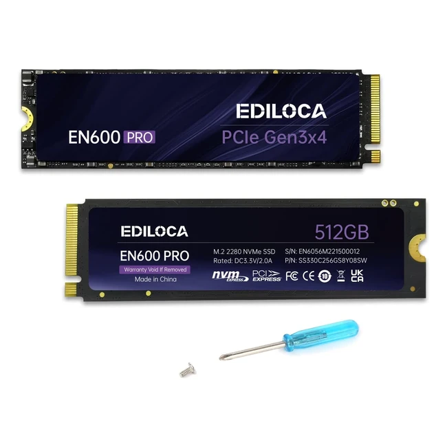 Ediloca EN600 Pro 512GB SSD NVMe M.2 2280 3D NAND TLC - High Performance