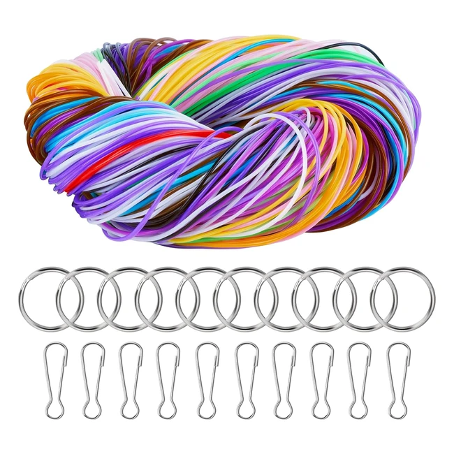 Kit fil scoubidou 200 pcs fluorescent DIY bracelets colliers porte-cls crochet