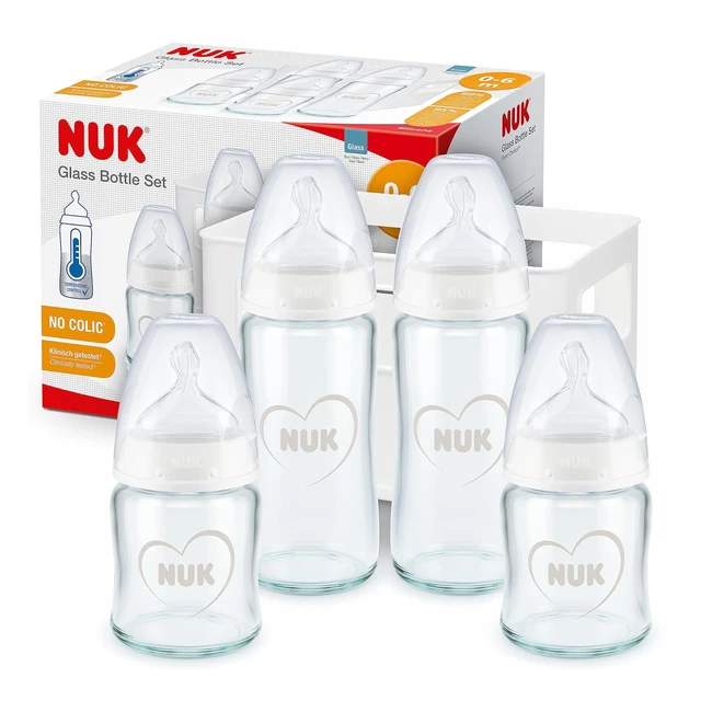 NUK First Choice Glas Babyflaschen Starter Set 5-teilig 06 Monate - Anticolic B