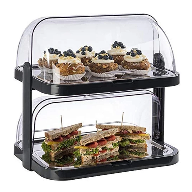 APS Buffet Display Case Doppeldecker 2 Transparent Rolltop Bonnets 2 Stainless Steel Trays 4 Cooling Accumulators Made in Germany