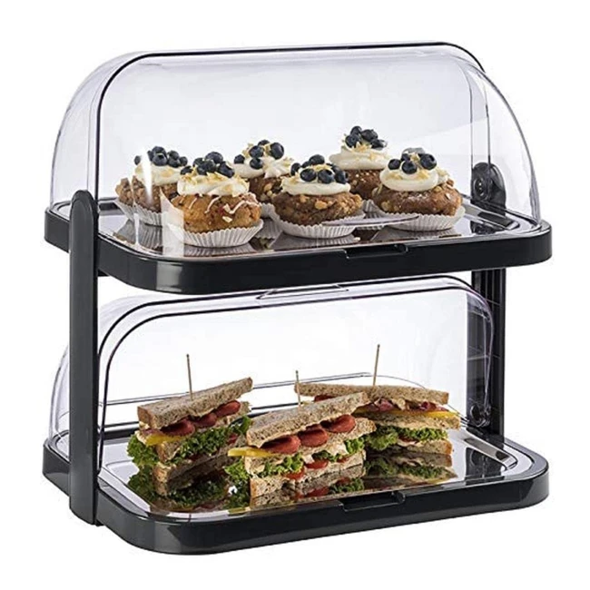 APS Buffet Display Case Doppeldecker 2 Transparent Rolltop Bonnets 2 Stainless S
