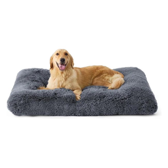 Bedsure Calming Dog Bed XL Fluffy Washable Anti Slip Bottom Grey 104x74x8cm