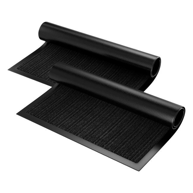 Zerbino Ingresso Esterno Set da 2 Impermeabile e Lavabile Nero 60x90 cm