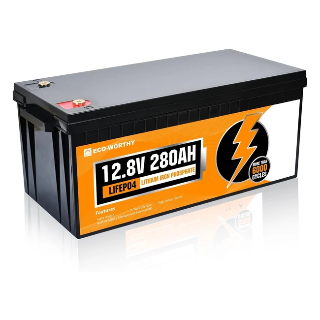EcoWorthy 12V 280Ah LiFePO4 Lithium Battery 6000 Deep Cycles 3584Wh Energy BMS P