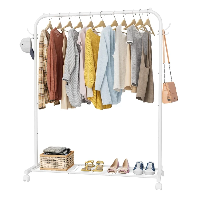 Portable Clothes Rail with Storage Shelf | Heavy Duty | Holds up to 40 kg | White