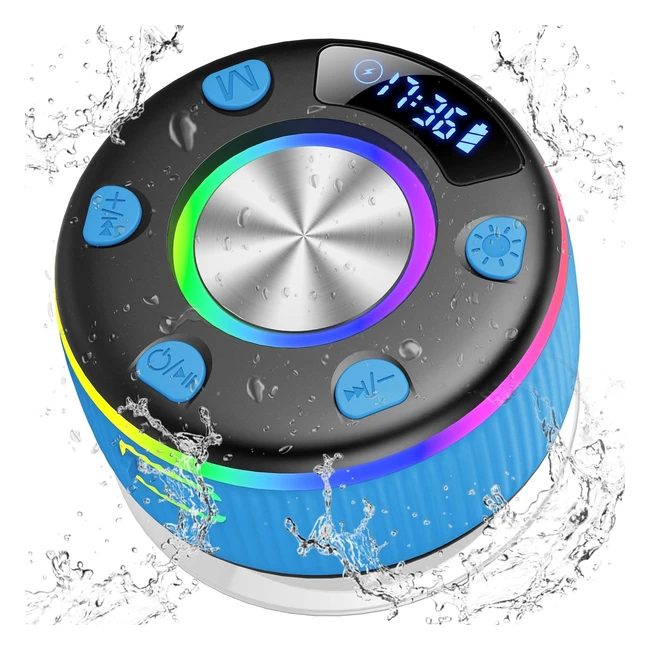 Cassa Doccia Bluetooth IPX7 Impermeabile Speaker RGB Stereo Portatile