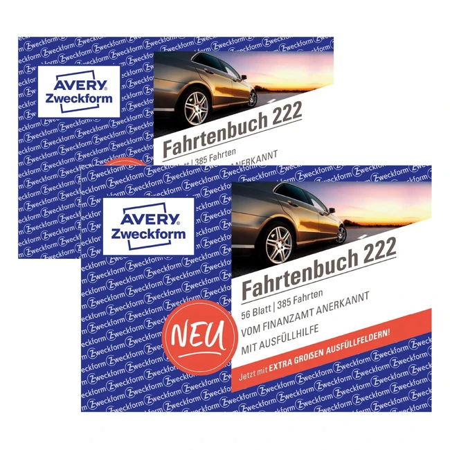 Avery Zweckform 2222 Fahrtenbuch A6 Landschaft 80 Seiten 390 Fahrten für Deutschland und Österreich Privat- und Geschäftsreisen definieren Packung mit 2