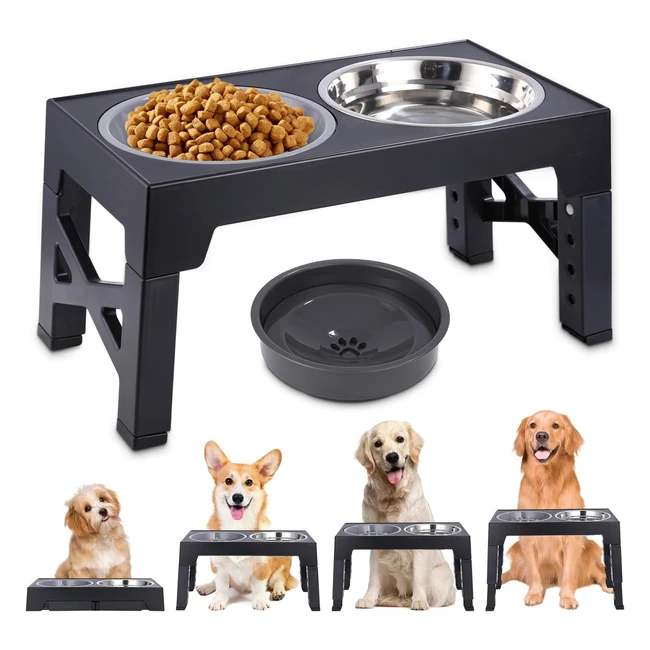 Gamelle pliables Tidevan pour chiens - Bol en acier inoxydable - 4 hauteurs rg