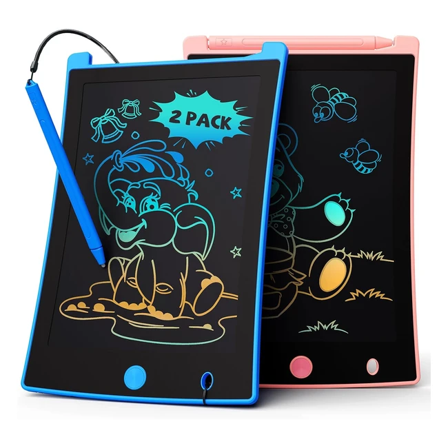 Tekfun LCD Writing Tablet 85inch 2 Pack Kids Drawing Board BluePink