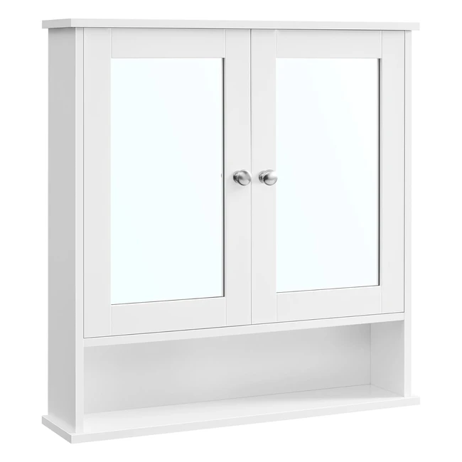 VASAGLE Spiegelschrank Badschrank Hngeschrank mit 2 Spiegeltren und offenem 