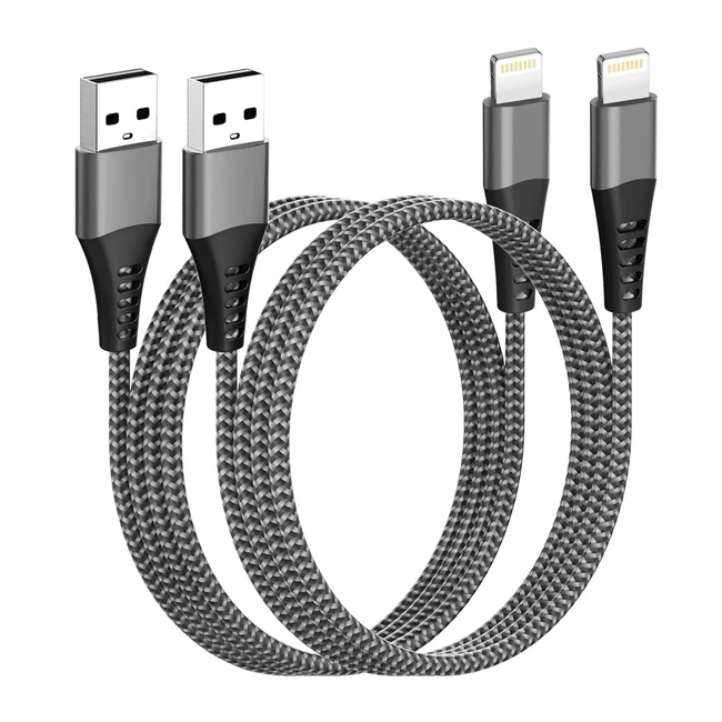 2Pack Apple MFi Certified iPhone Charger Cable 1m Fast Charging Nylon USB Cable