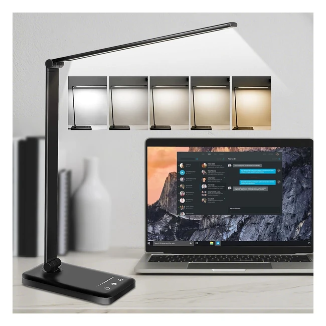 Lampe de Bureau LED Tactile Dimmable Yeux Protgs USB Timer Pliable