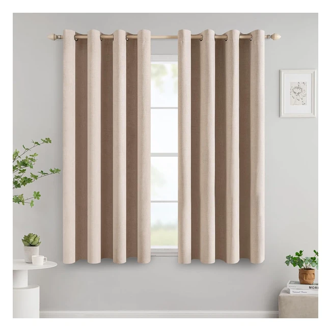 Cortinas Opacas MIULEE 100% Térmicas con Ojales - Juego de 2 - 140 x 160 cm - Beige