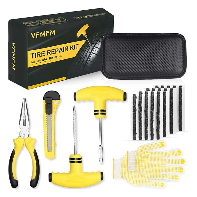 VFMFM Tyre Repair Kit - Emergency Fix Puncture for Car Motorcycle Truck - Tubele