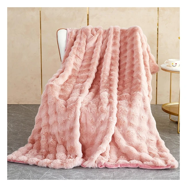 Shanna Soft Warm Rabbit Plush Fleece Blanket 1000GSM - Large Fluffy Throw for So