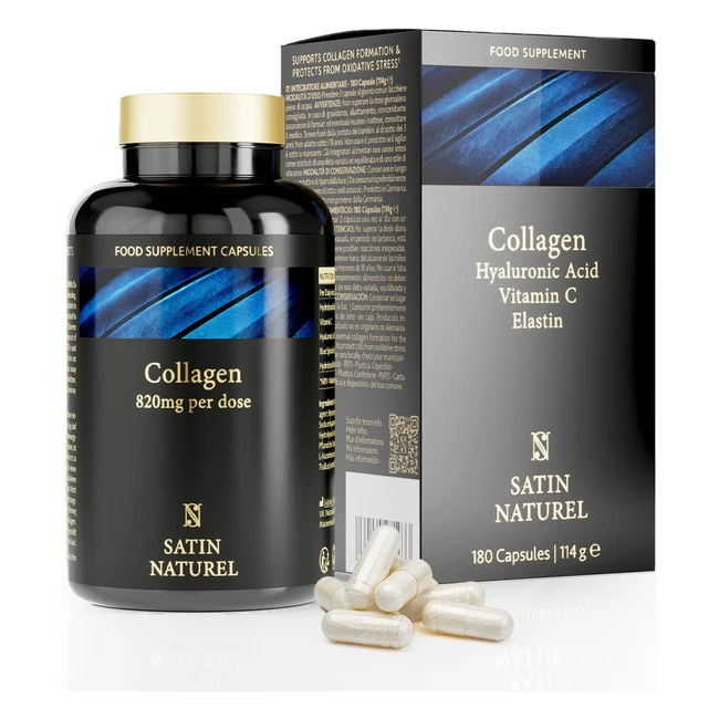 Integratore Collagene e Acido Ialuronico 180 Capsule - Vitamina C - 3 Mesi