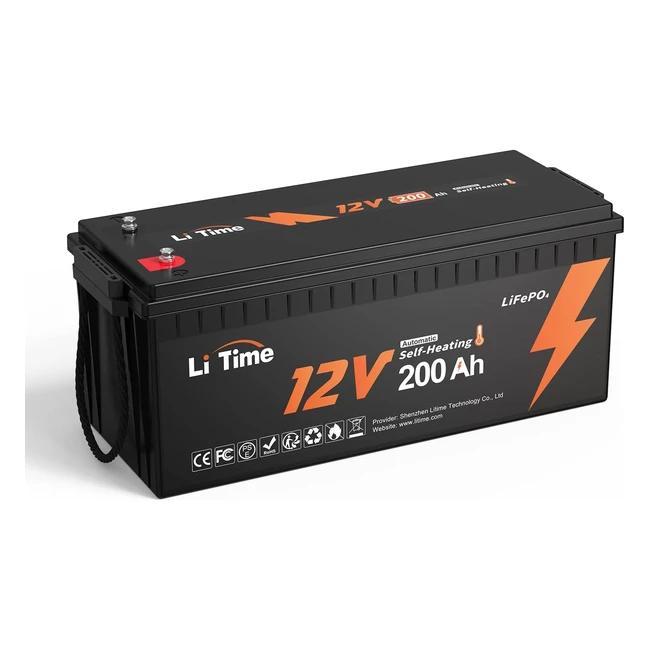 Litime 12V200Ah LiFePO4 Batterie mit Selbstwärmung, max 15000 Zyklen, 10+ Jahre Lebensdauer