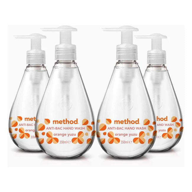 Method Antibacterial Hand Wash Orange Yuzu 350ml Pack of 4 Kills 999 Bacteria