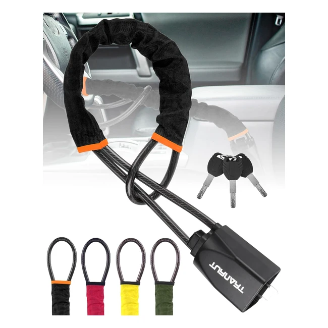 Bloccasterzo Antifurto Auto Meccanico Turnart Nero 3 Chiavi