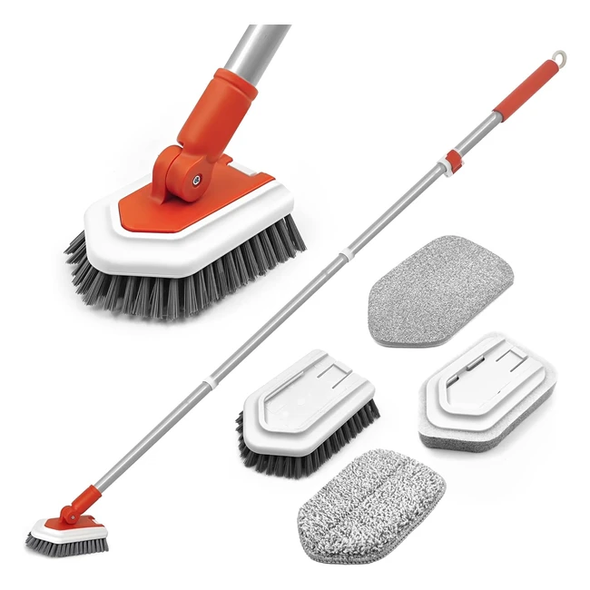 jehonn 4in1 bathroom tile tub scrubber with 130 cm long handle