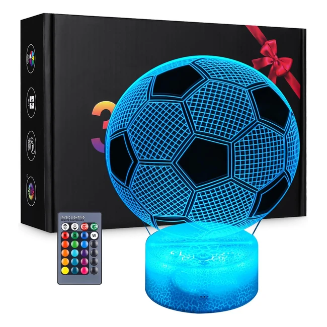 Lmpara 3D LED Ftbol para Nios - Zawaer - Regalo Navidad - Control Remoto - Decoracin