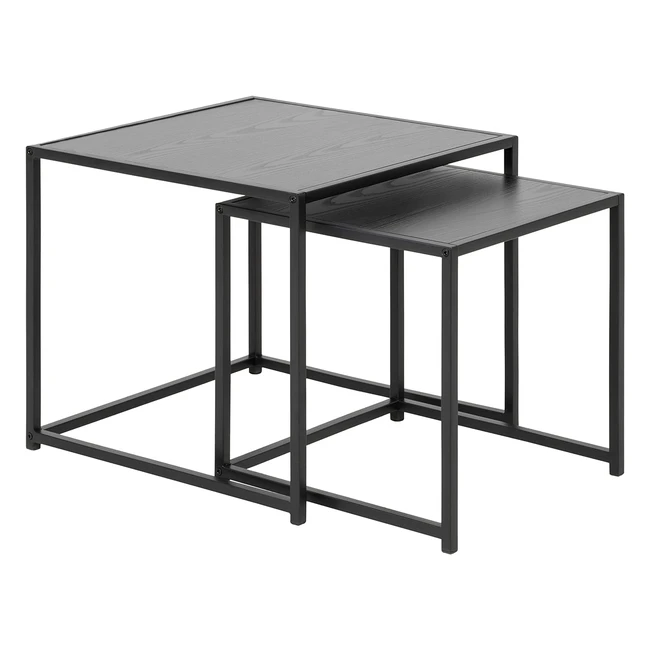 AC Design Furniture JRN Quadratischer Couchtischsatz Schwarz Holzmetall L 50 B 5