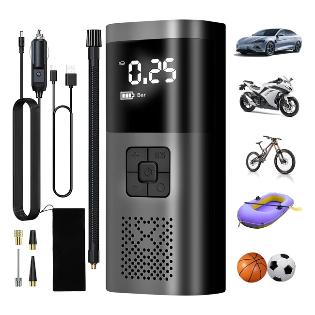 Mini compresseur air portatif Zeyxinh 6000mAh 150psi avec cran LCD numrique 