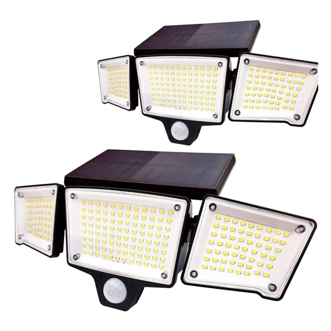 Lampe Solaire Exterieur 208 LEDs 1200LM - 3 Modes Projecteur LED IP65 Etanche