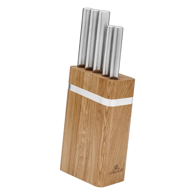 Gerlach Ambiente Oak Knife Block Set 5 Stainless Steel Knives