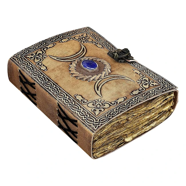 Cuaderno de hechizos de cuero vintage Celta Triple Luna Grimorio Libro de Sombra