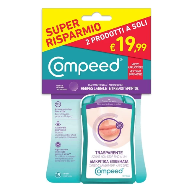 Compeed Cerottini Trasparenti Herpes Labiale Sollievo Immediato 30 Cerottini