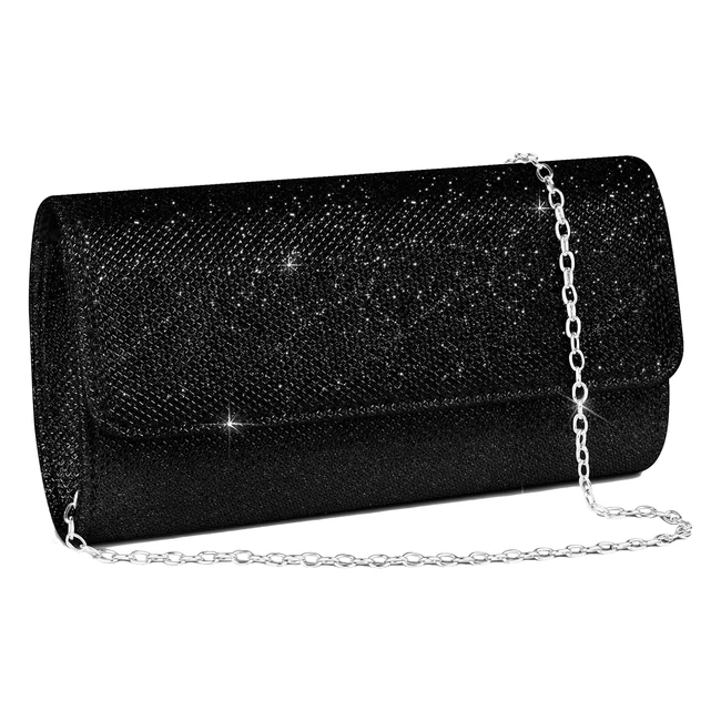 Pochette Enveloppe Brillant Argent Femme - Réf. 12345 - Mariage Soirée