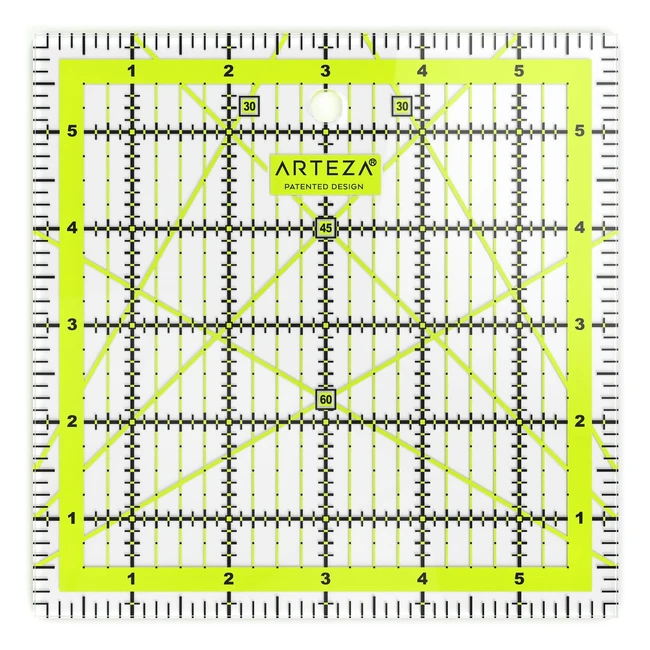 Arteza Quilting Ruler Laser Cut Acrylic Quilters Ruler - Precision Cutting 6x6