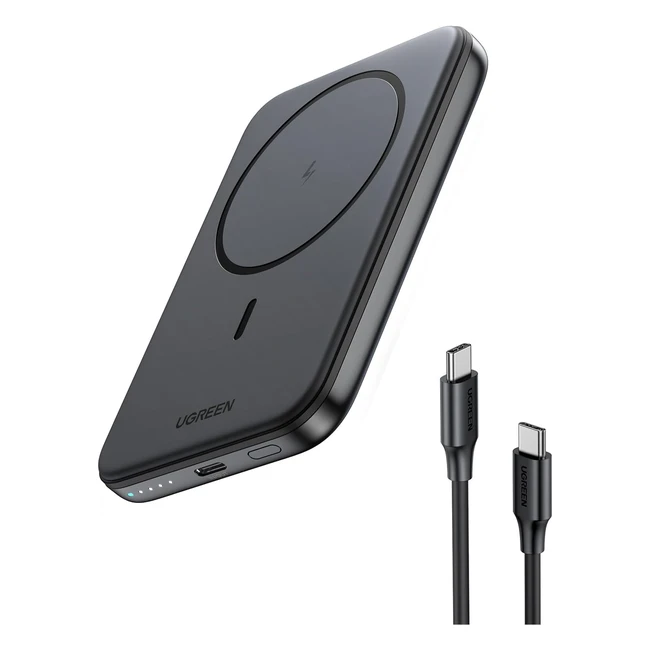 UGREEN NEXODE Magsafe Power Bank 5000mAh Mini PD 30 Fast Charging Portable Charger for iPhone 15 Pro Max - Black
