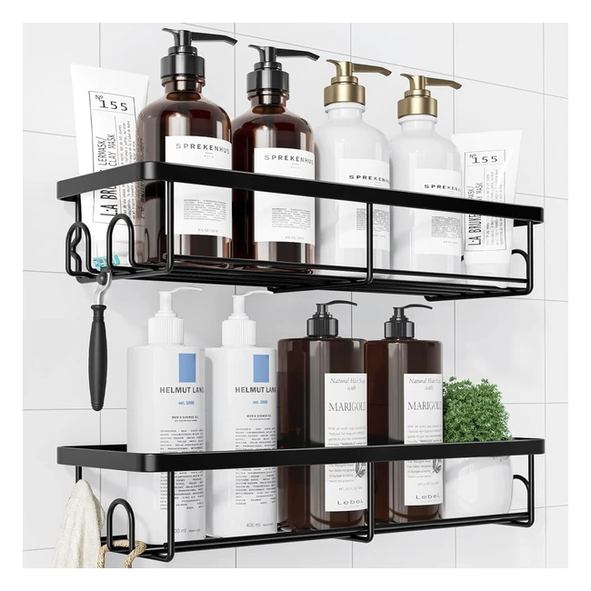 Kitsure Shower Caddy 2 Pack Rustproof Organizer Quick-Dry Shelves with Hooks