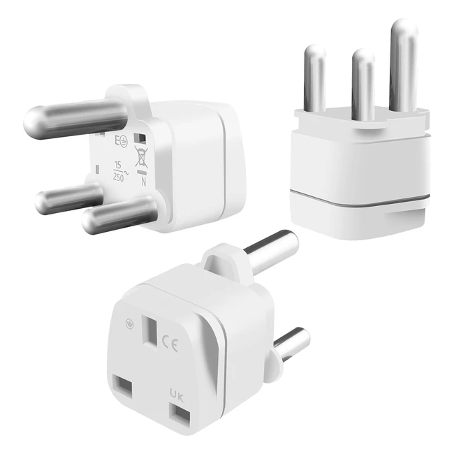 UK to South Africa Power Adapter White Jiugglad Travel Converter Adapter Type M 