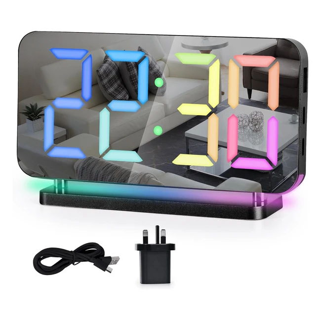 Szelam Sveglia Digitale LED Nero Display HD 10 Modalit Luci RGB USB 5 Li