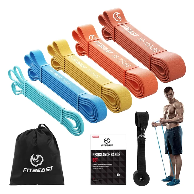 Fitbeast Pull Up Bands Set - 5 Levels Resistance Band for Calisthenics Crossfit 