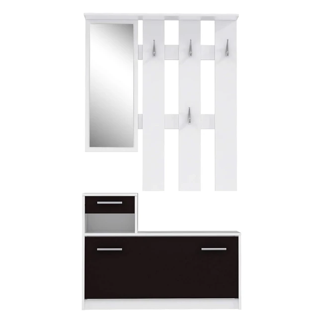 Forte Foxi Kompaktgarderobe Spiegel Schwarzwei 975x25x180cm Platzsparend