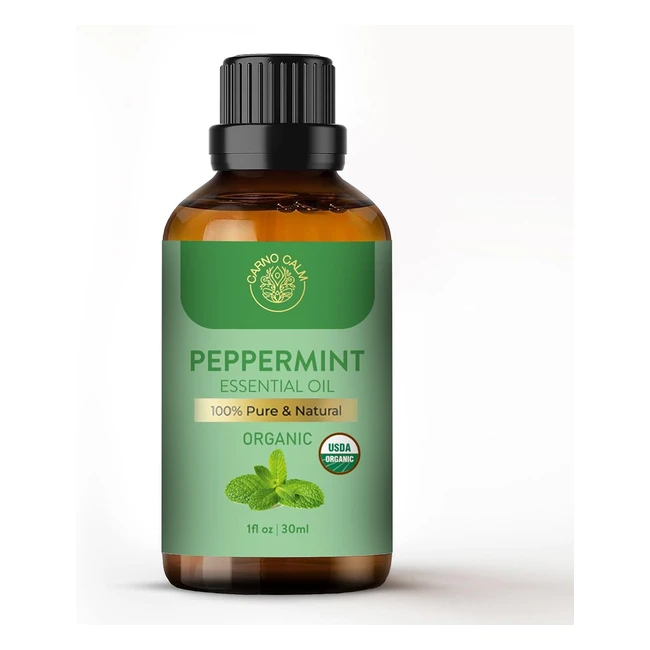 Carno Calm Peppermint Oil 30ml - 100% Pure - Strong Essential Oil for Hair & Skin - Aromatherapy Focus