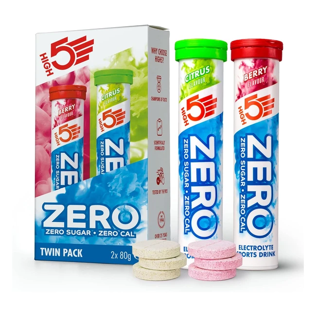 High5 Zero Elektrolyt-Hydrogentabletten mit Vitamin C gemischt 2 Röhrchen à 20 Tabletten