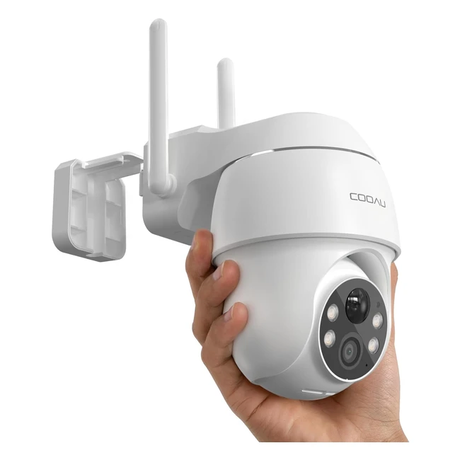 Cooau Wireless Security Camera 2K 360 PTZ Color Night Vision Rechargeable Battery CCTV 24G WiFi Camera