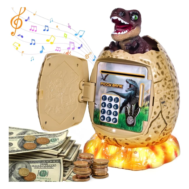 Tirelire Électronique Enfant - Dino Safe Uf - Musique et Lumière - Cadeaux Pâques Anniversaire Noël