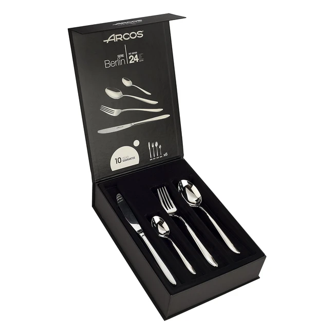 Ensemble de couverts Arcos Série Berlin - Boîte Cadeau 24 pièces - Acier Inoxydable - Couleur Argent