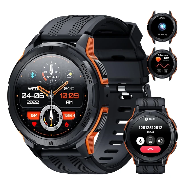 Montre connectée homme Oukitel BT10 Bluetooth143 Amoled 410mAh étanche 5 ATM Android iOS moniteur fréquence cardiaque sommeil