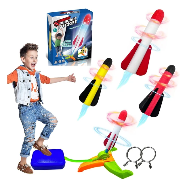 Todarrun Foam Rocket Launcher for Kids Age 5-8 | Fun Stomp Toy Rockets | Outdoor Toy