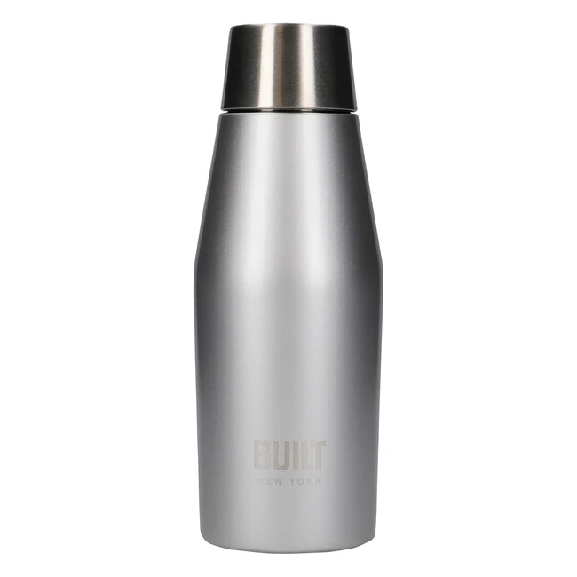 Built Apex Insulated Water Bottle | Leakproof Perfect Seal Lid | Sweatproof | 100% Reusable | BPA Free | 188 Stainless Steel | Silver 330ml