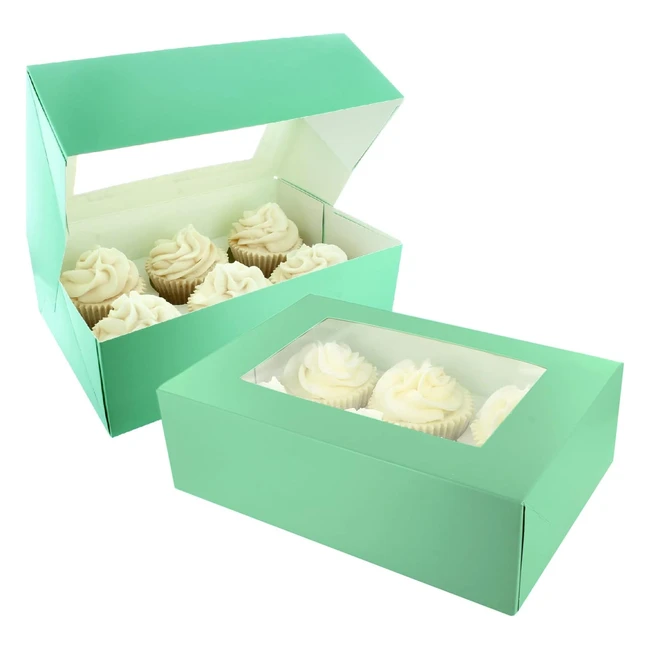Baked with Love 612 Cupcake Box Twin Pack - Jade Cupcake Boxes - Dual Insert - P